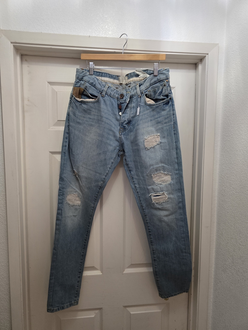 Bershka Light Blue Distressed Slim Men’s Jeans